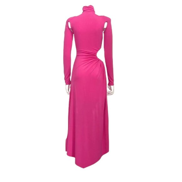 Off-White Vi-crepe See Thru Midi Dress in Fuchia - Picture 10 of 17